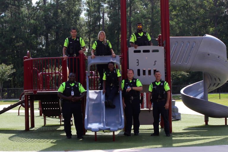 School Resource Officer Group Photo on Playground
