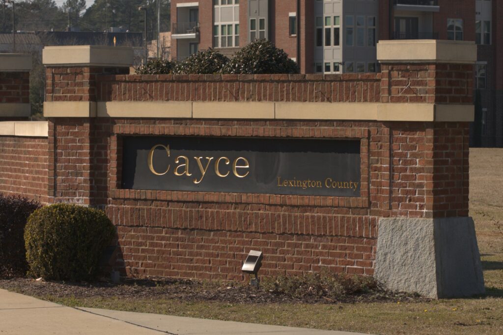 Welcome sign to Cayce