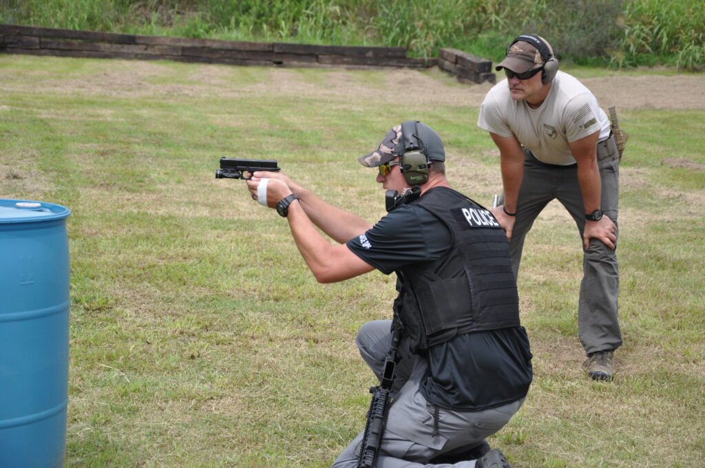 Officer in firearms training